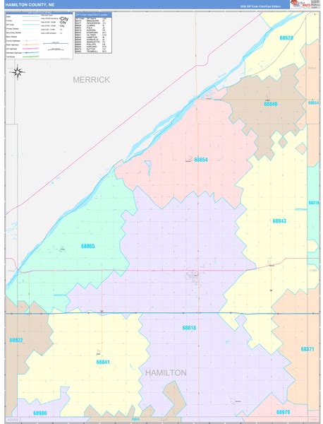 Hamilton County, NE Wall Map Color Cast Style by MarketMAPS - MapSales