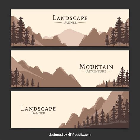 Free Vector | Set of three vintage forest banners