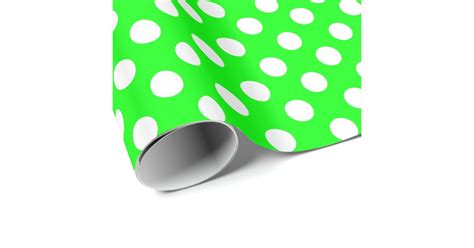 Bright Green and White Polka Dot Wrapping Paper | Zazzle