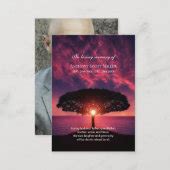 Sunset Tree theme photo memorial card | Zazzle