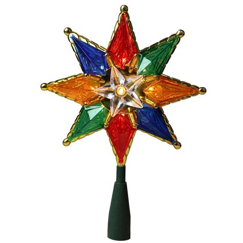 8" Lighted Multi Color 8-Point Star Christmas Tree Topper - Clear ...