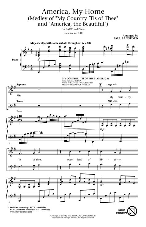 My Country, 'Tis Of Thee (America) (arr. Paul Langford) Sheet Music | Samuel Francis Smith | SATB