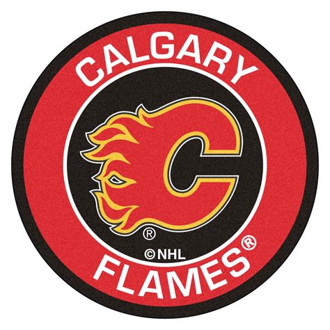 FanMats® 18865 - NHL Calgary Flames Round Nylon Area Rug with "Flaming C" Logo