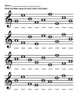 Treble Clef Lines and Spaces - FREE Worksheets by Music with Miss Mimosa