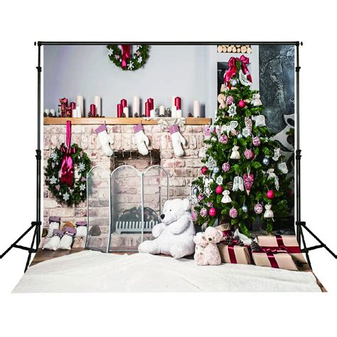 Christmas Backdrop 10x10 Feet White Brick And Christmas Tree Seamless ...