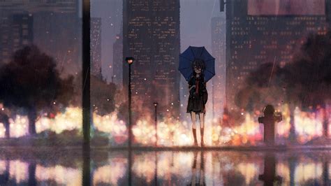 3840x2160 Anime Girl Rain Umbrella 4K ,HD 4k Wallpapers,Images ...