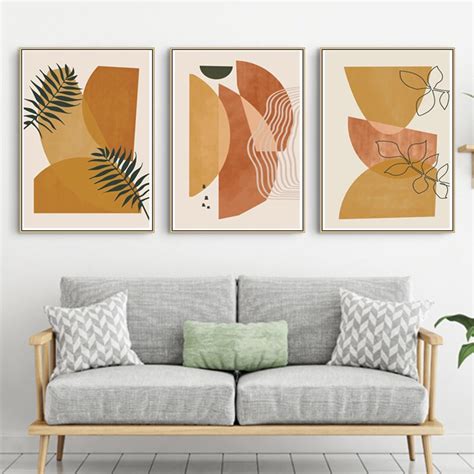 Scandi Poster 3 Prints Set Mid Century Wall Art Abstract | Etsy