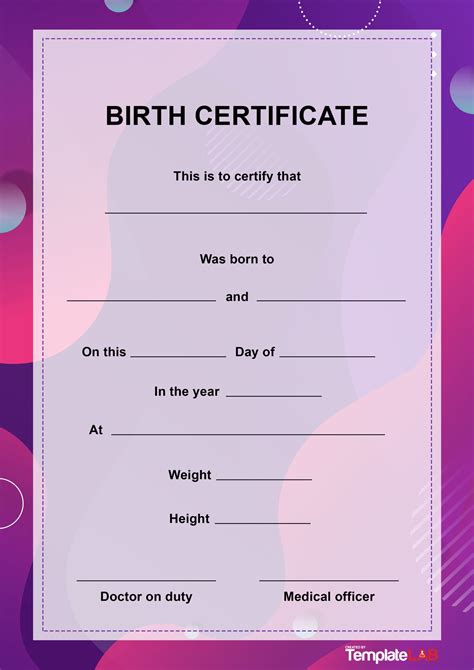Printable Birth Certificate Translation Template