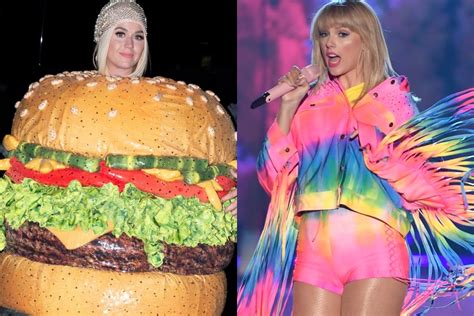 Katy Perry and Taylor Swift Hug It Out in Burger and Fries Costumes in ...