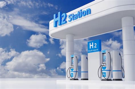 Premium Photo | Hydrogen fuel car charging station white color visual ...