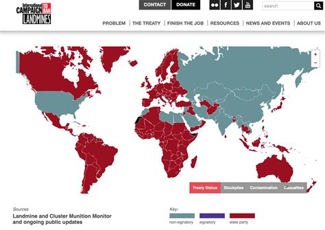 Countries that have signed the Treaty of Ottawa (Landmine ban treaty) : r/MapPorn