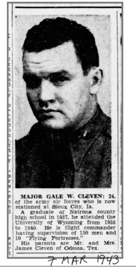 Personnel - Maj Gale W. CLEVEN - 100th Bomb Group Foundation