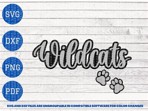 Wildcat SVG Paw Print SVG School Spirit Cut File for Cricut - Etsy