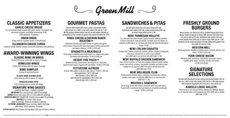 Menu at Green Mill Restaurant & Bar, St. Cloud, 100 4th Ave S