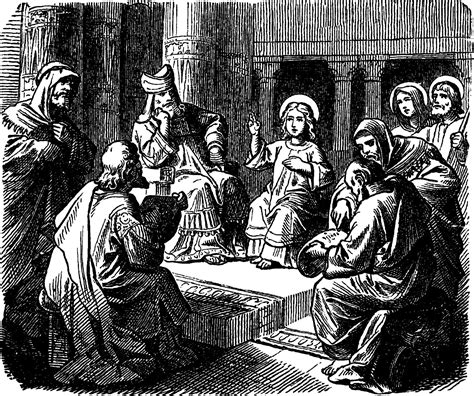 Jesus Teaching at the Temple at Twelve Years Old vintage illustration ...