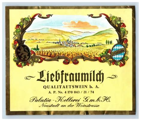 1970'S-80'S LIEBFRAUMILCH PALATIA German Wine Label Original S33E $15.00 - PicClick