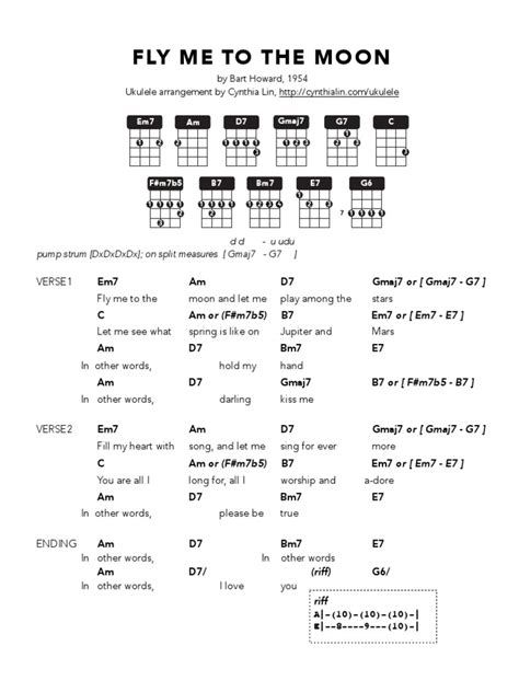 FLY ME TO THE MOON - Ukulele Chord Chart | PDF | Song Structure ...