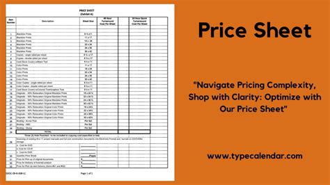 Free Printable Price Sheet Templates [Excel, PDF, Word]