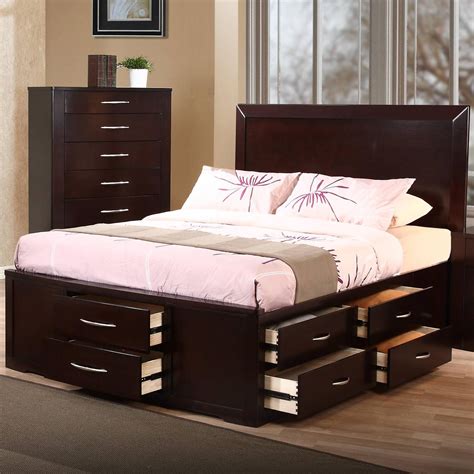 Wooden King Size Bed With Storage Drawers | Platform bed with drawers, King storage bed, Bed ...