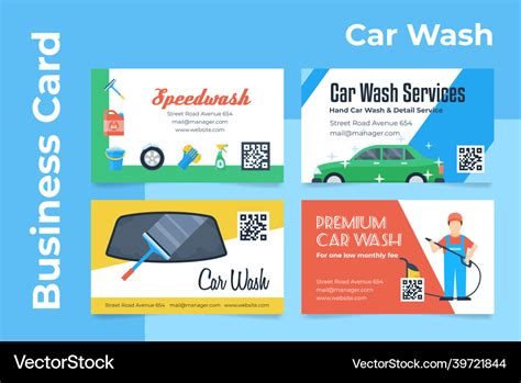 Car wash service business card design set Vector Image