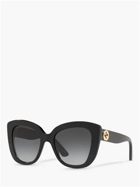 Gucci GC001150 Women's Cat's Eye Sunglasses, Black/Grey Gradient at ...