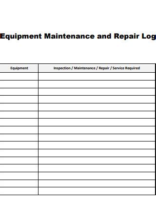 13+ SAMPLE Equipment Maintenance Log Sheet in PDF | MS Word