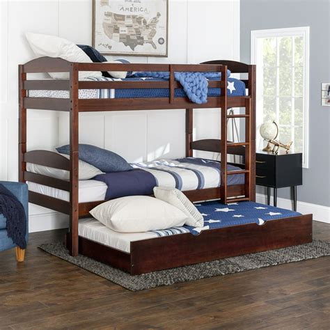 Solid Wood Twin over Twin Espresso Bunk Bed with Storage/Trundle Bed by Manor Park - Walmart.com ...