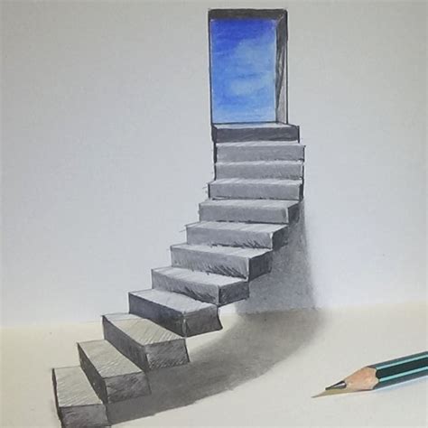 Stairs Door by Sandor Vamos from Hungary http://webneel.com/daily/14-stairs-door-3d-drawing ...