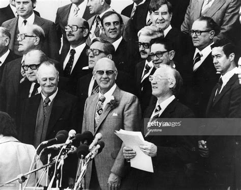 South African Prime Minister Pieter W Botha at a National Party of ...