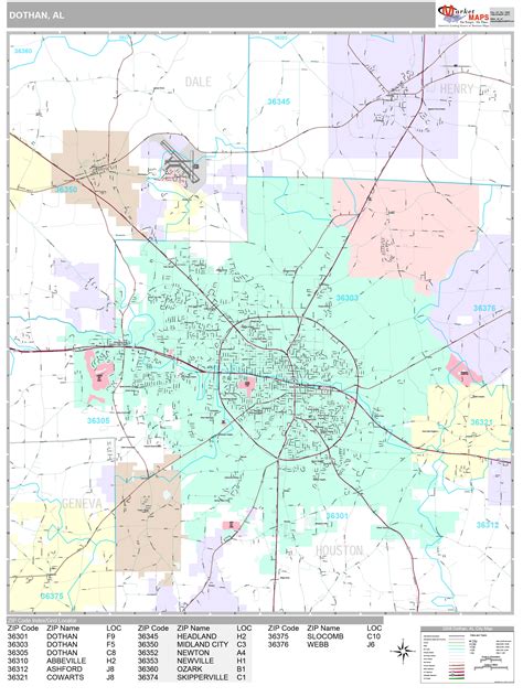 Dothan Alabama Wall Map (Premium Style) by MarketMAPS - MapSales.com