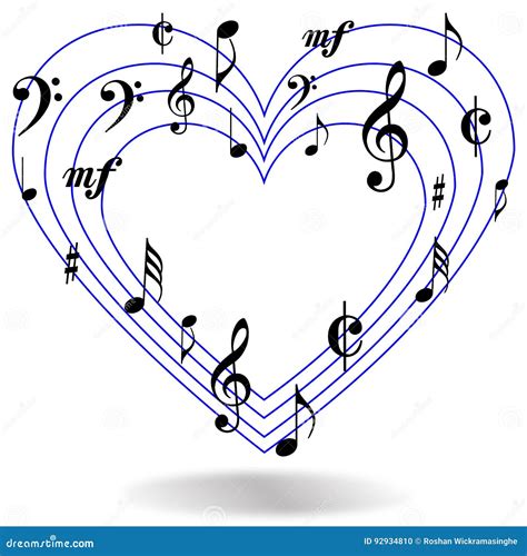 Music notes heart stock vector. Illustration of melody - 92934810