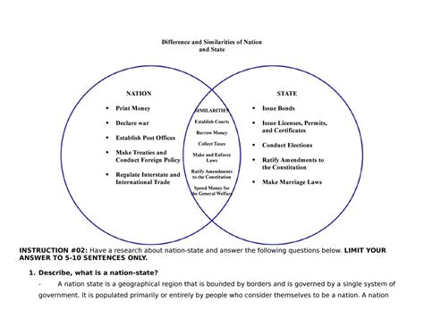 Difference and Similarities of Nation and State - INSTRUCTION #02: Have a research about - Studocu