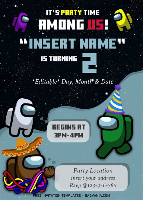 Free Among Us Birthday Invitation Templates For Word | FREE Printable Birthday Invitation ...