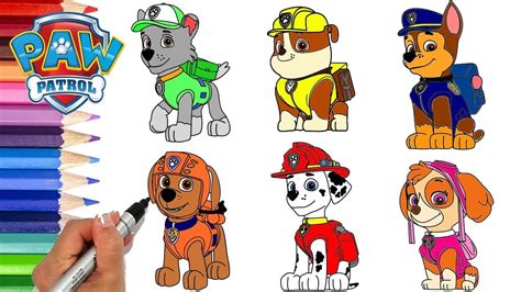 Paw Patrol Coloring Book Compilation Episode Chase, Skye, Marshall ...