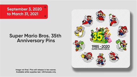 Super Mario Bros 35th pin set available for finishing anniversary ...