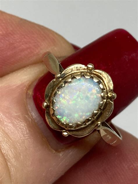 Vintage 9ct Yellow Gold Fiery Opal Hallmarked Ring Size P - Etsy