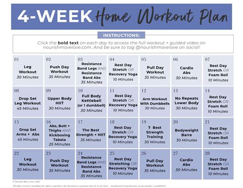 FREE 4-Week Workout Plan (Videos) | Nourish Move Love