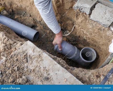 Laying and Installation of a Sewer Pipe Stock Photo - Image of pipe, pollution: 128387802