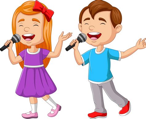 Boy and girl singing with microphone 8604913 Vector Art at Vecteezy