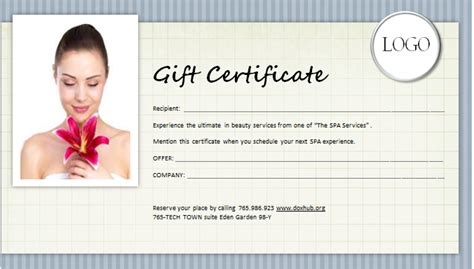 SPA services gift certificate | Document Hub