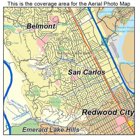 Aerial Photography Map of San Carlos, CA California