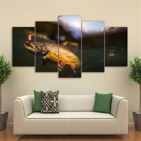 Small Fish – Fishing 5 Panel Canvas Art Wall Decor – Canvas Storm