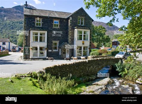 Bridge Hotel in Lake Buttermere, Lake District National Park, Cumbria, England, UK Stock Photo ...