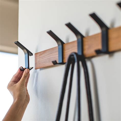 Wall Mounted 5 Hook Adjustable Rack- Black - Howards Storage World