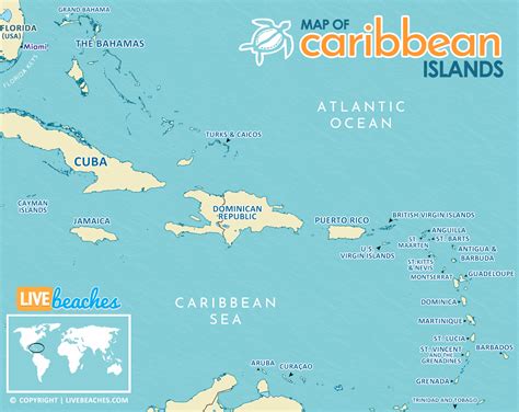 Map of Caribbean Islands - Live Beaches