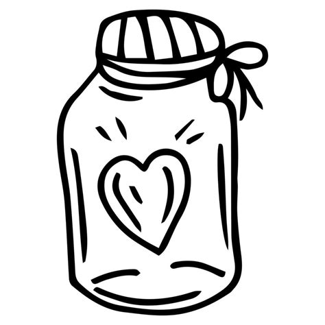 Glass jar with hearts. Valentine's Day. Love. The senses. Emotions. Romance. Vector. Doodle ...