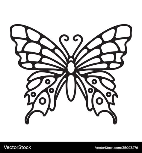 Butterfly simple line art doodle Royalty Free Vector Image