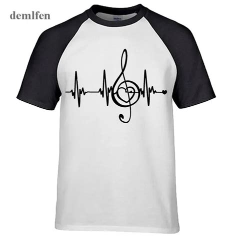 men's T shirt Creative Music Pulse Heartbeat Lines T shirt Cool Original Design Tees Hipster Men ...