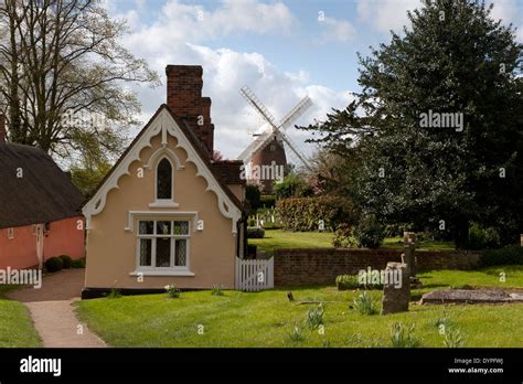 Thaxted Almshouses and John Webb's Windmill, Thaxted, Essex,England. April 2014 Stock Photo - Alamy