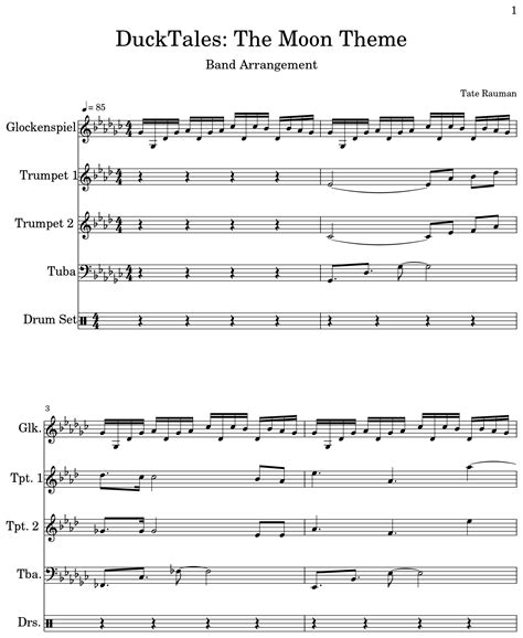 DuckTales: The Moon Theme - Sheet music for Glockenspiel, Trumpet, Tuba, Drum Set